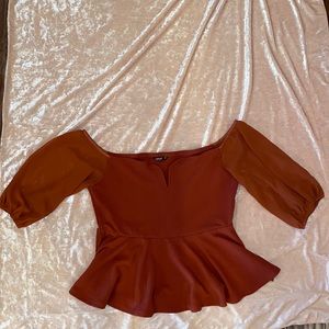 Rust 2XL shein sheer sleeve top